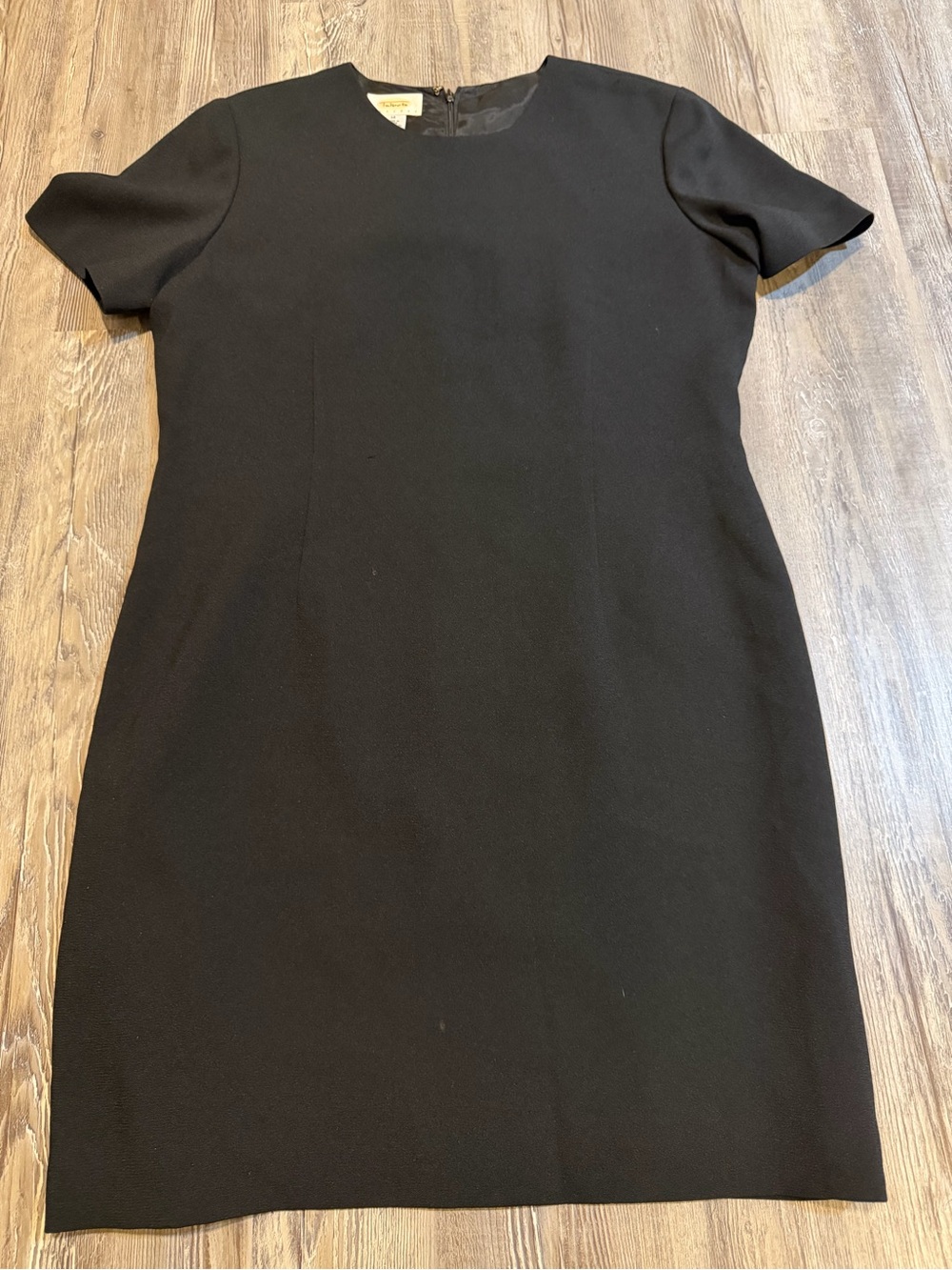 VINTAGE Talbots petite sz 12 Classic Black Short-Sleeve Sheath Dress fully lined